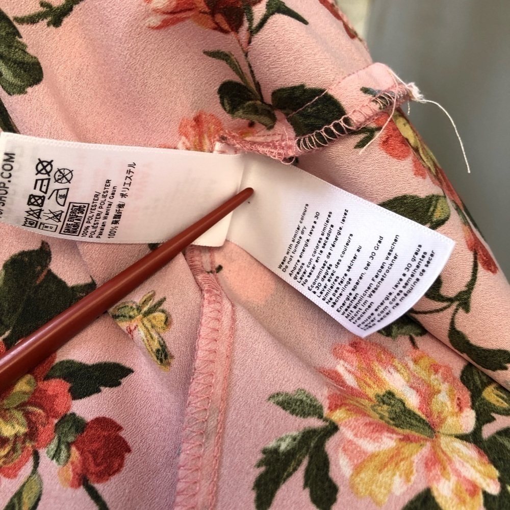 TOPSHOP pinkish rose floral dress long sleeve lightweight size 10 - Picture 12 of 16